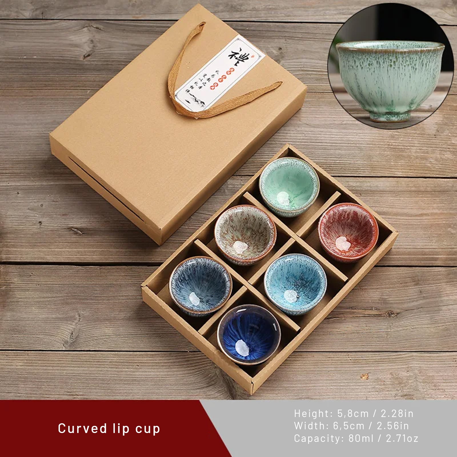 Stylish Set of 6 Tea Cups and a Classic Drip Paint Effect