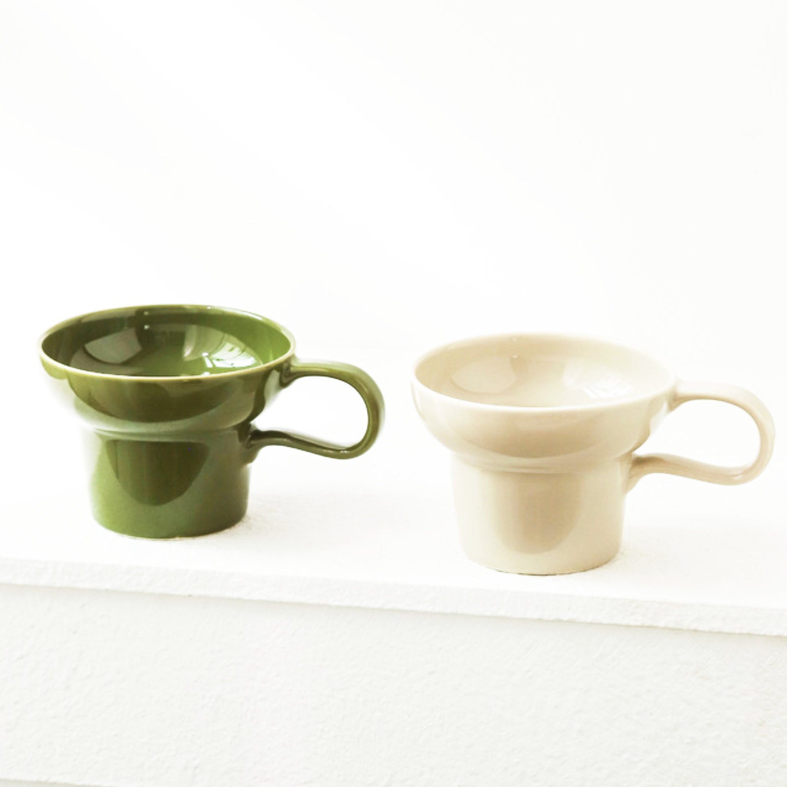 Stylish Wide-Rim Ceramic Cups Perfect for Coffee, Tea, and Snacks