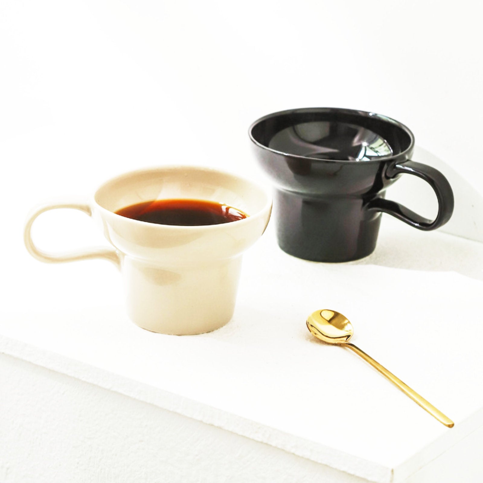 Stylish Wide-Rim Ceramic Cups Perfect for Coffee, Tea, and Snacks