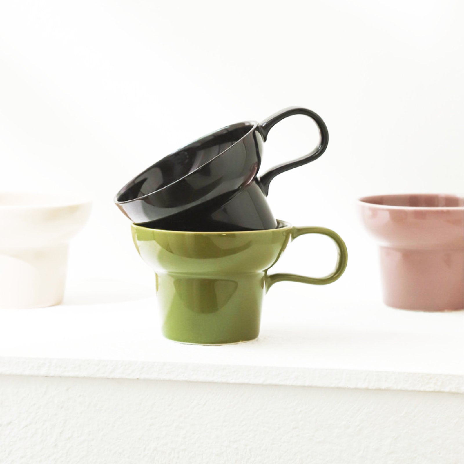 Stylish Wide-Rim Ceramic Cups Perfect for Coffee, Tea, and Snacks