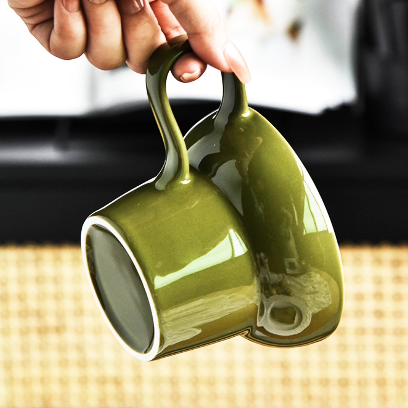 Stylish Wide-Rim Ceramic Cups Perfect for Coffee, Tea, and Snacks