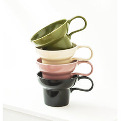 Stylish Wide-Rim Ceramic Cups Perfect for Coffee, Tea, and Snacks