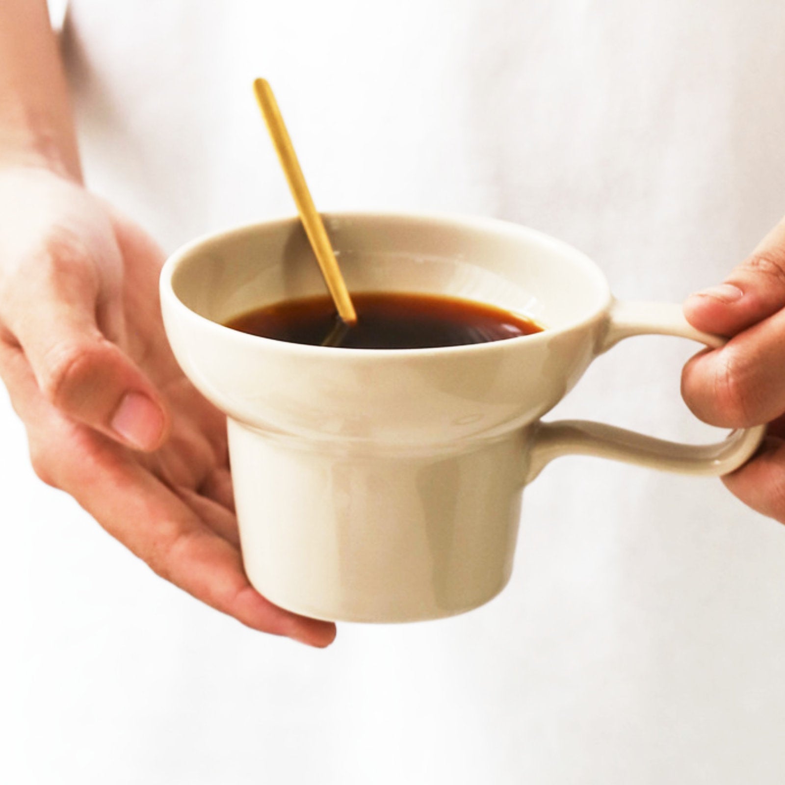 Stylish Wide-Rim Ceramic Cups Perfect for Coffee, Tea, and Snacks