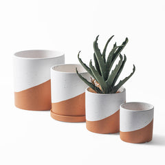 Unique Nordic Flower Pots with Stylish Diagonal White And Terracotta Coloring (4 sizes)