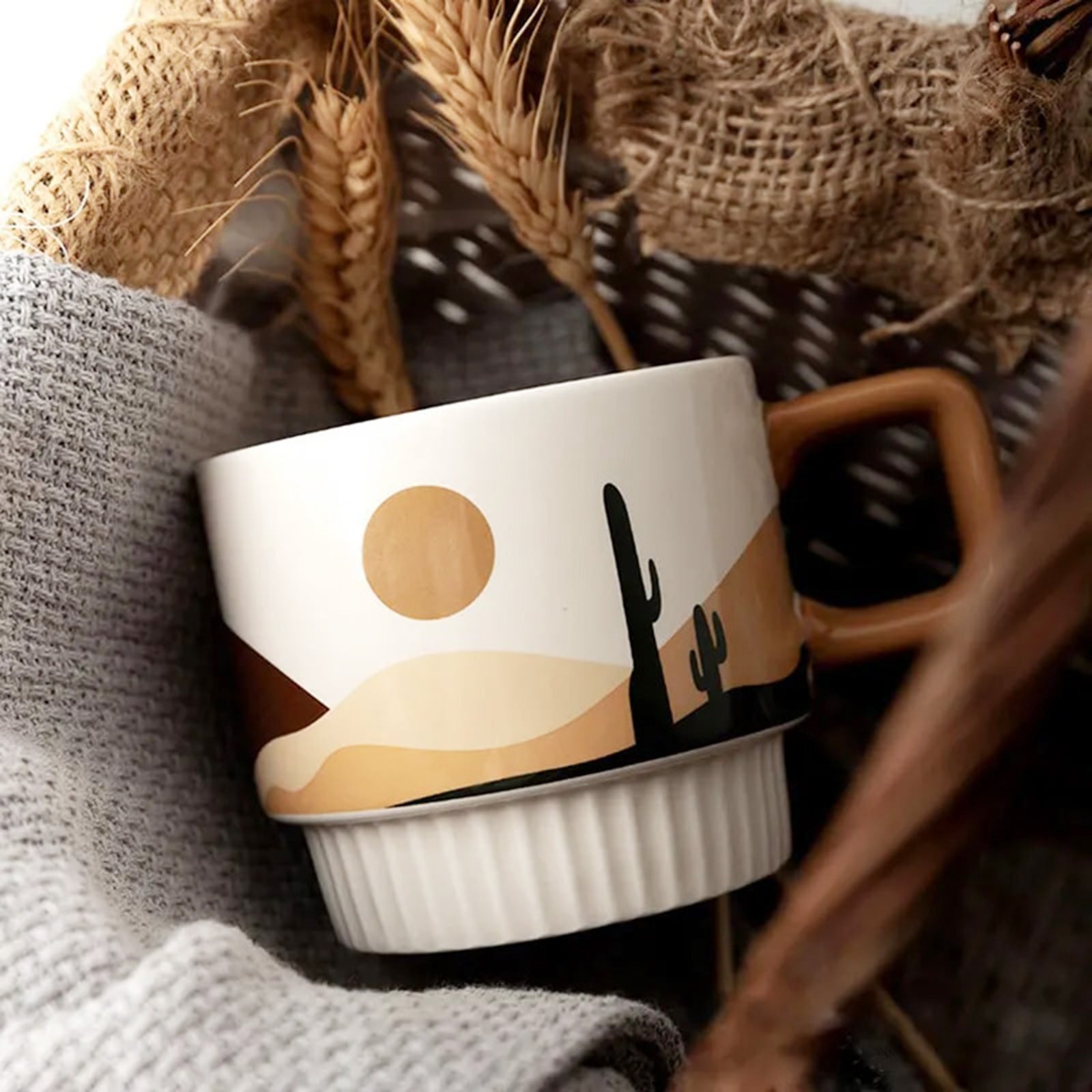 Stackable Retro Mugs with Superb Oasis Design