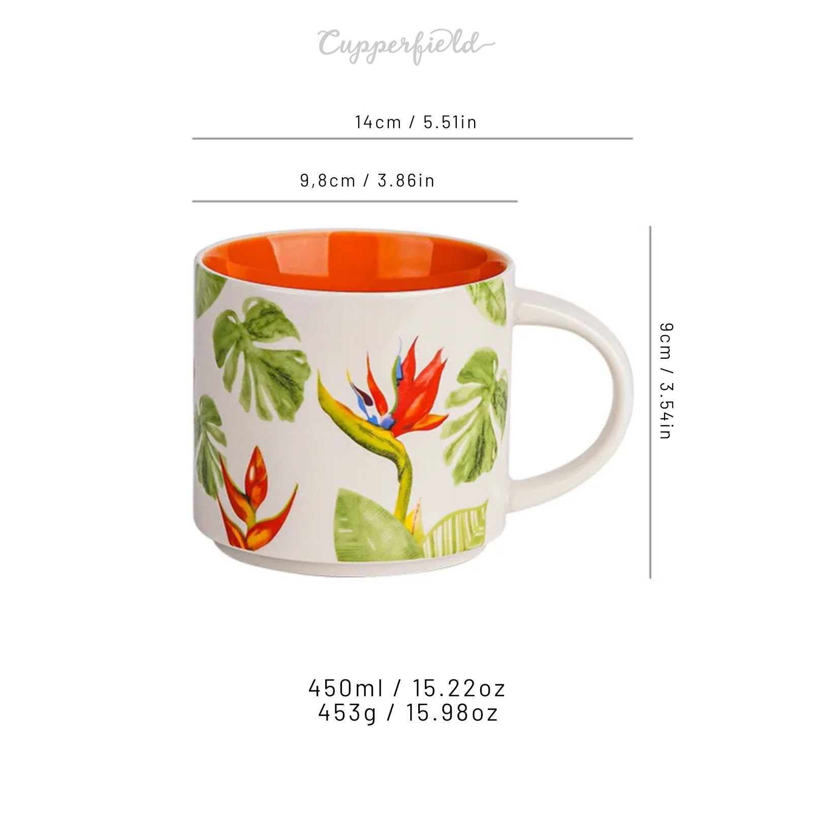 Vibrant Tropical-Themed Ceramic Mugs with Exotic Botanical Designs