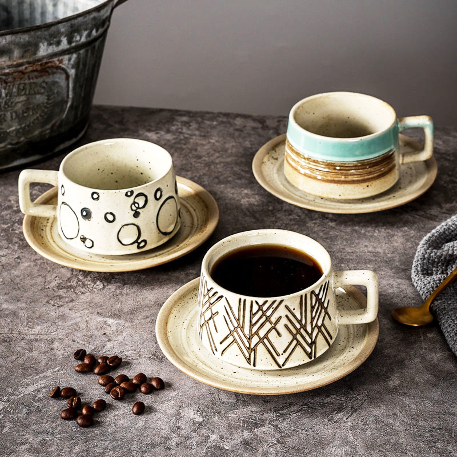 Vintage-Inspired Coffee Cups With Charming Rustic Ceramic Effect