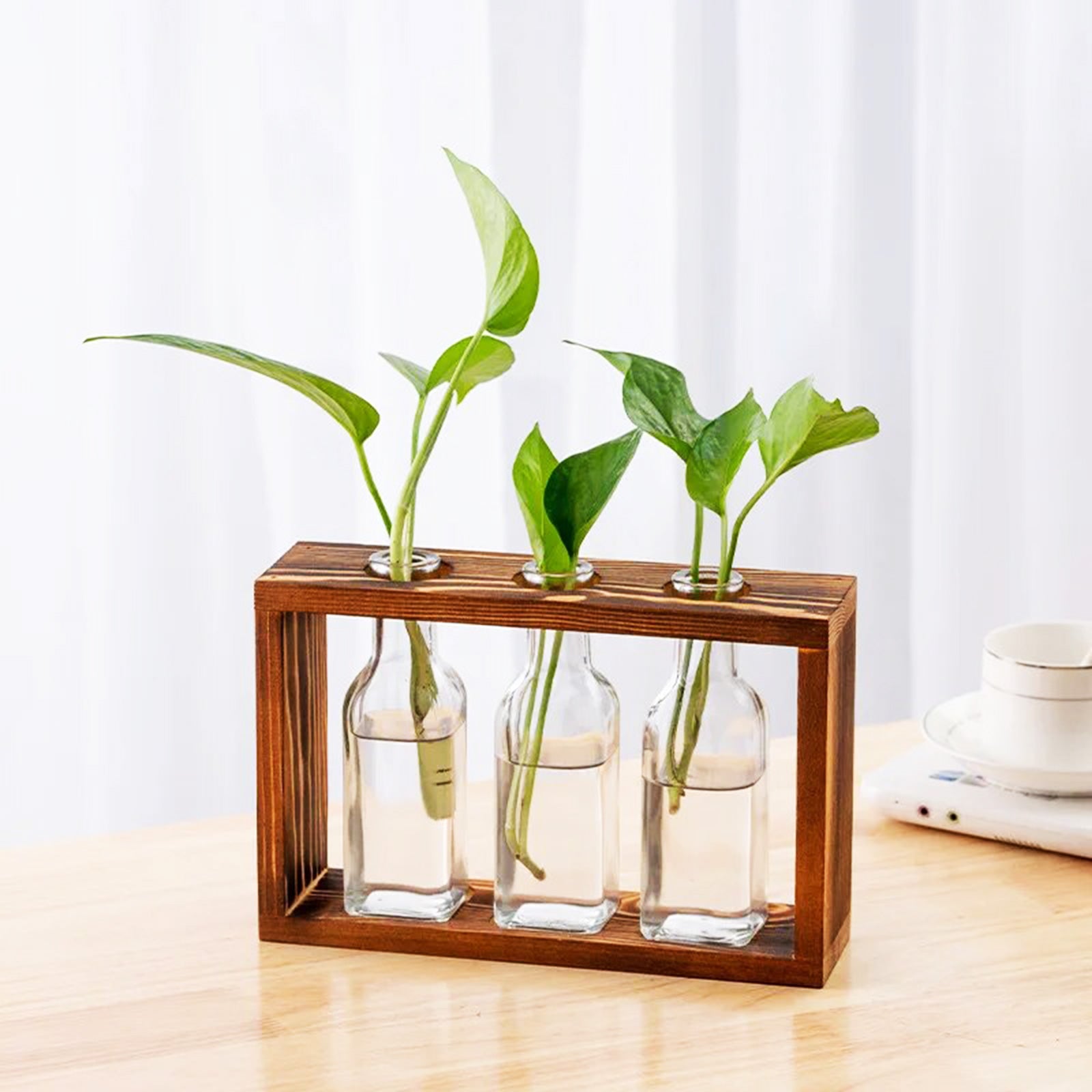 Wood-Encased Hydroponic Vase: A Nordic Decor Statement