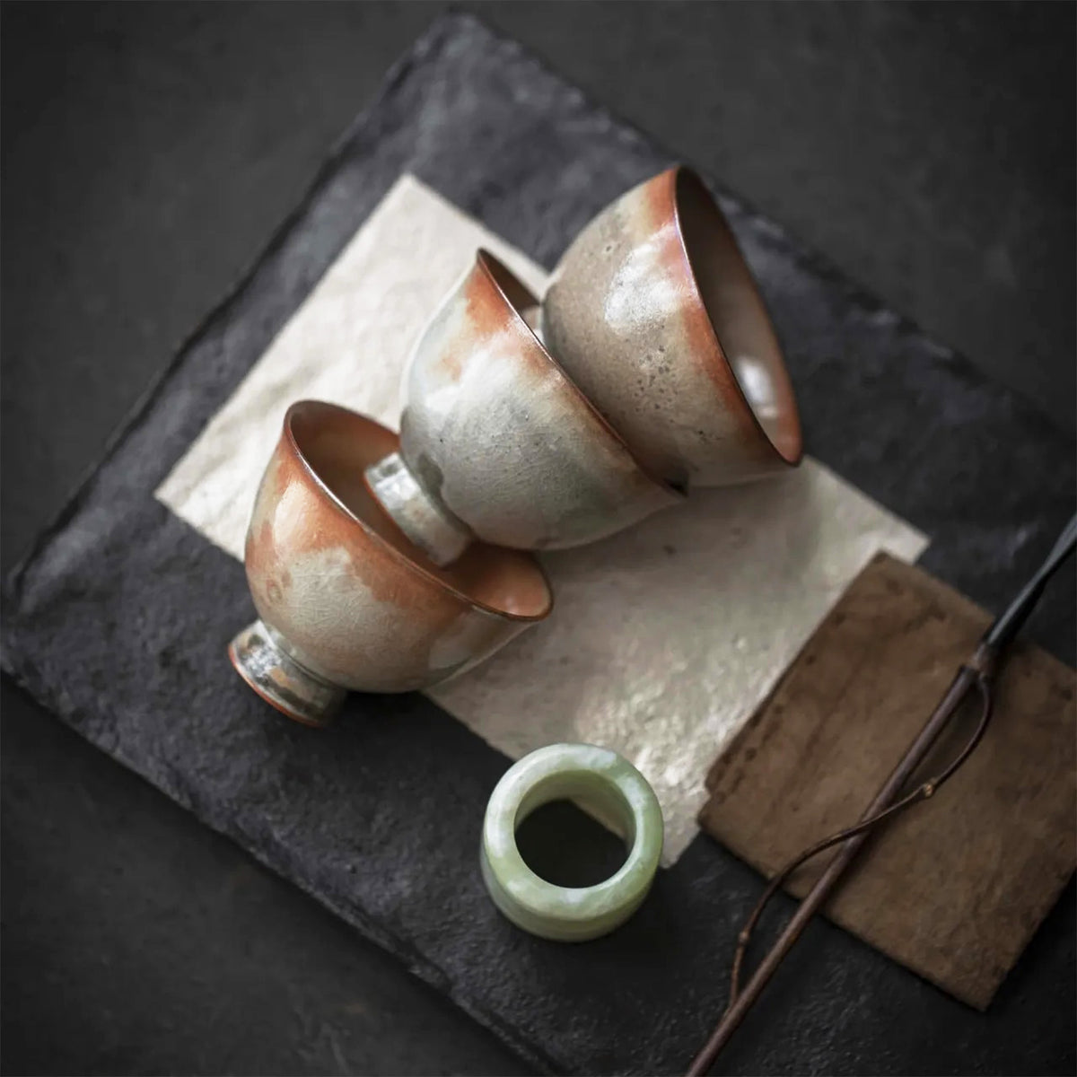 Wood-fired Hand-Made Tea Cups with Earthy Colors (Limited Edition)