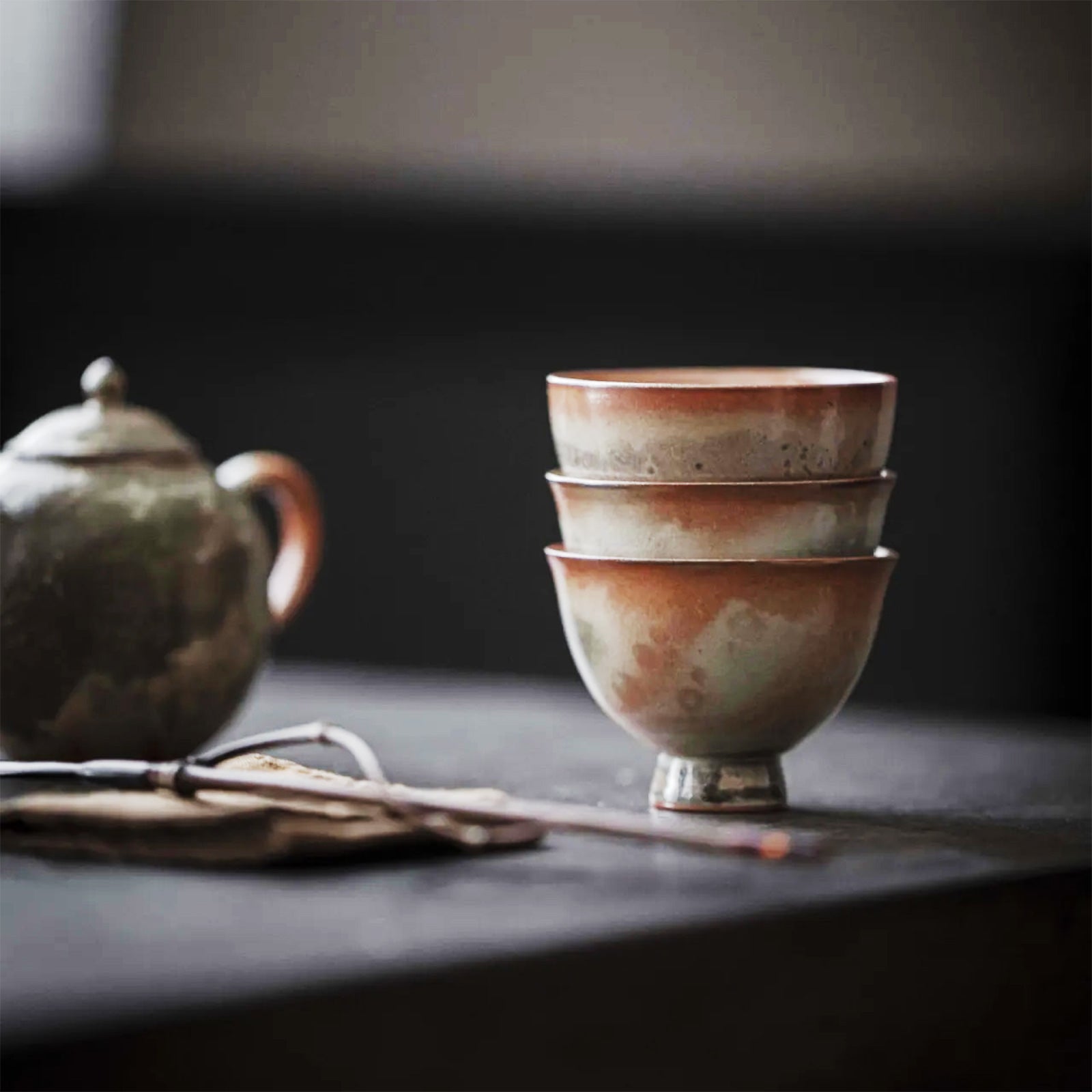 Wood-fired Hand-Made Tea Cups with Earthy Colors (Limited Edition)