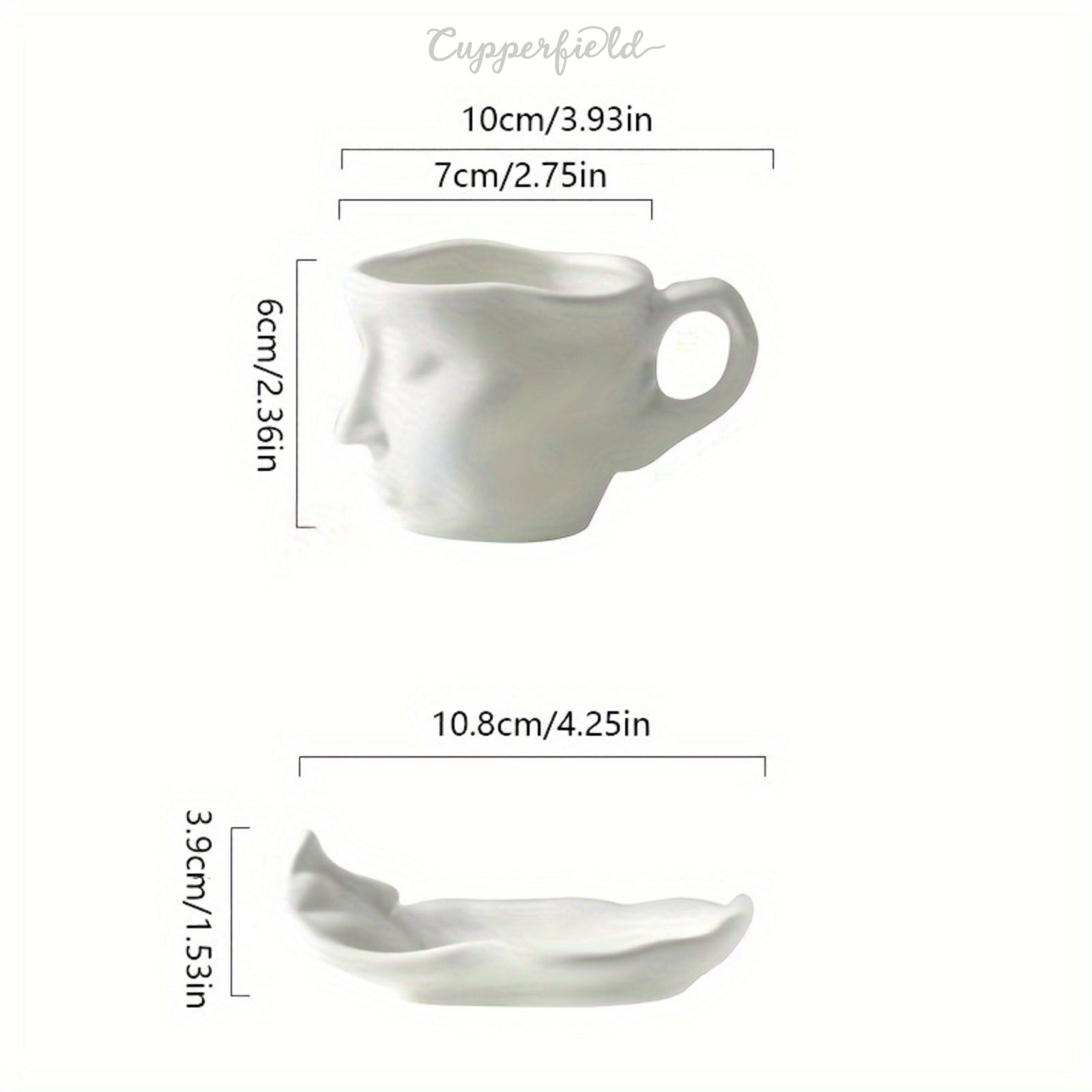 Unique Sculpted Face Design Ceramic Cup and Saucer for Art Lovers-1