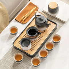 Luxury Tea Set with Bamboo Tray and Infuser-0