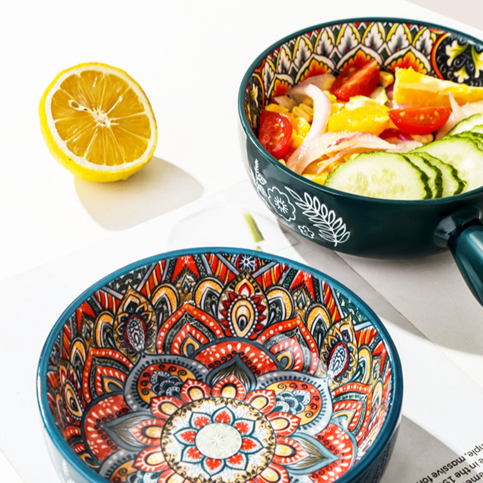 Exquisite Ceramic Bowls with Mandala Designs and Easy Handles-9