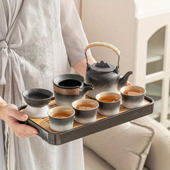 Luxury Tea Set with Bamboo Tray and Infuser-1