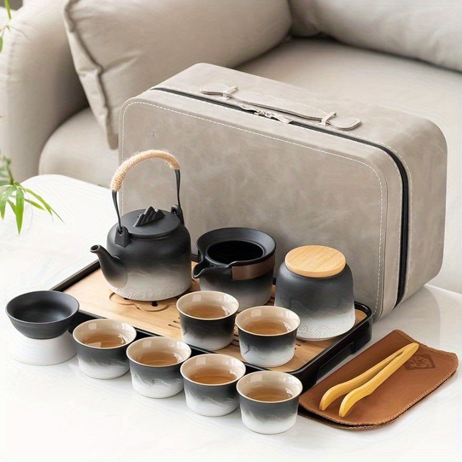 Luxury Tea Set with Bamboo Tray and Infuser-2