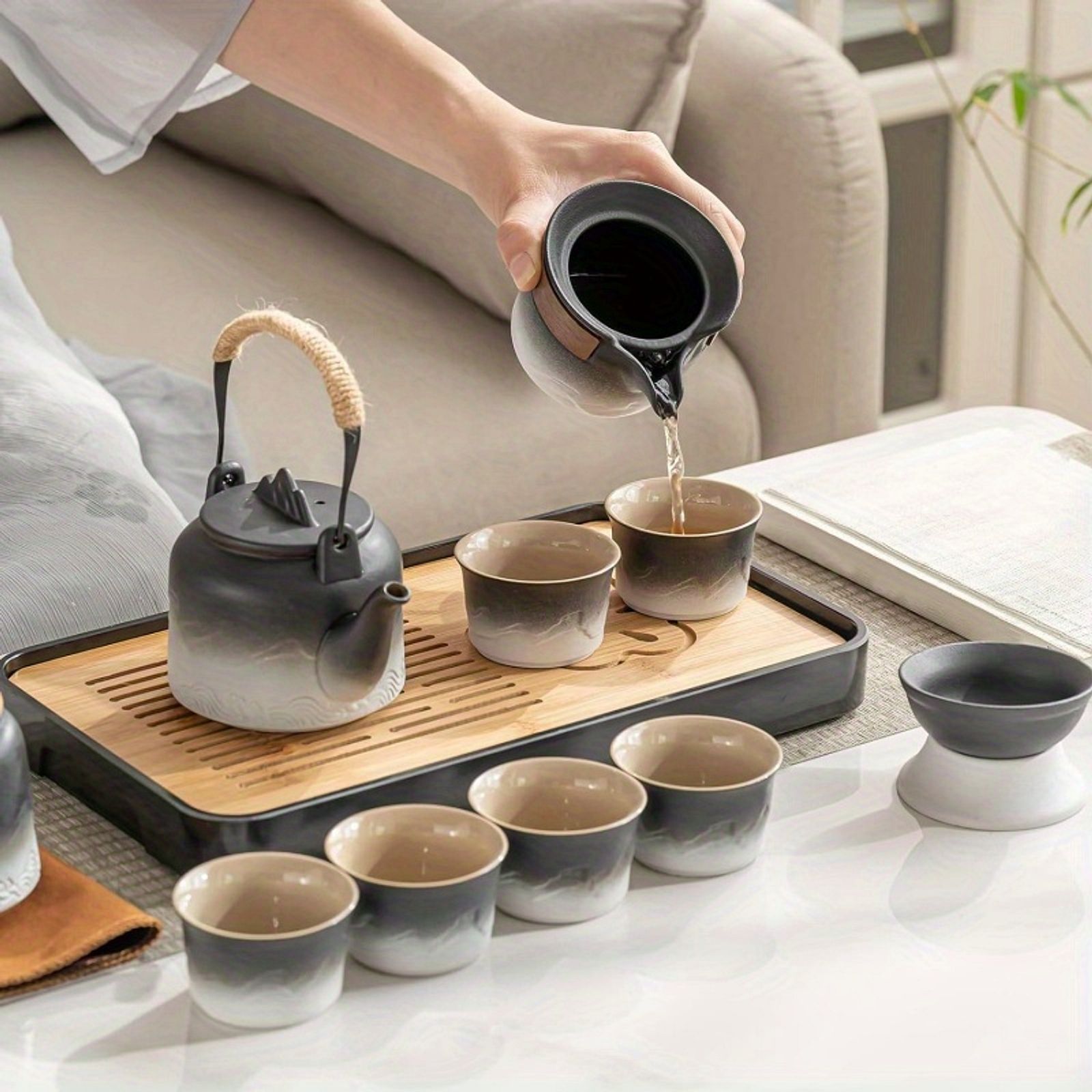 Luxury Tea Set with Bamboo Tray and Infuser-3