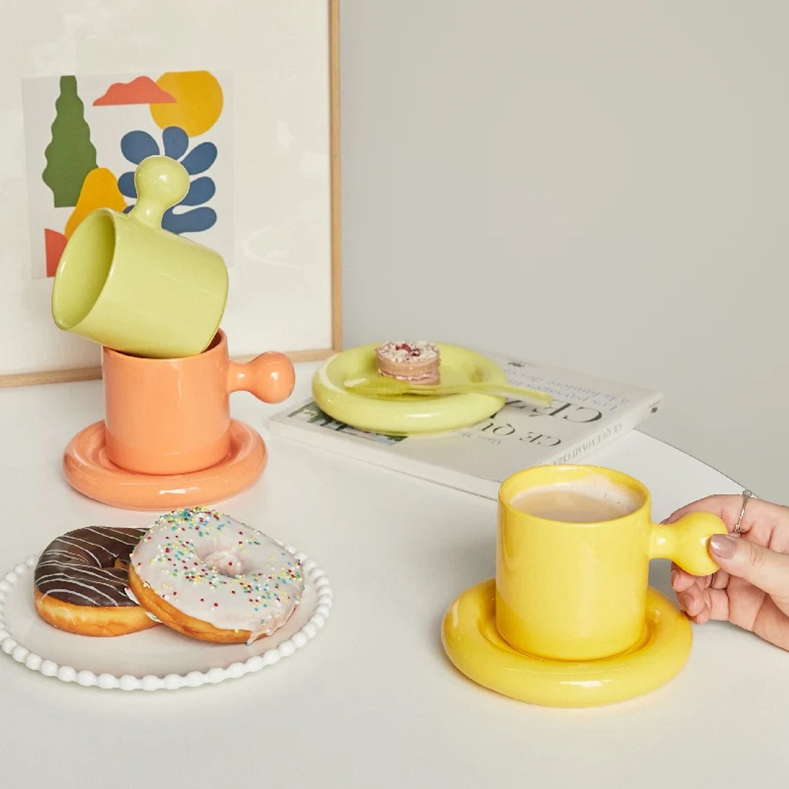 Playful Ceramic Mugs with Eye-Catching Handles-8