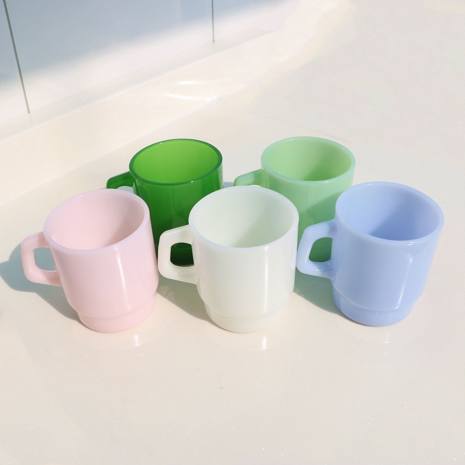 Colorful Glass Mug Set with Unique Handles-10