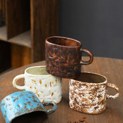 Rustic Ceramic Coffee Mug with Hand-Applied Glaze Design-15