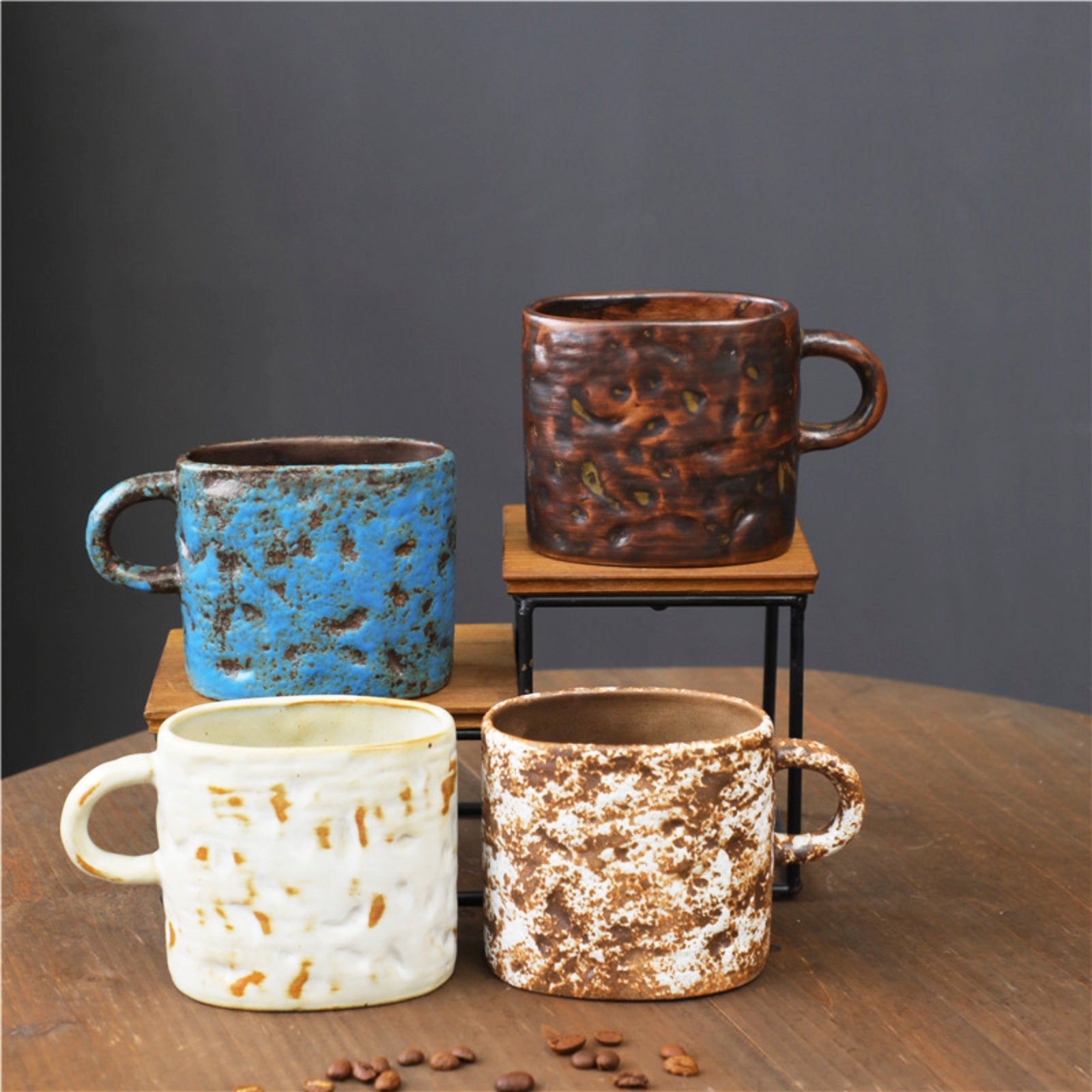 Rustic Ceramic Coffee Mug with Hand-Applied Glaze Design-16