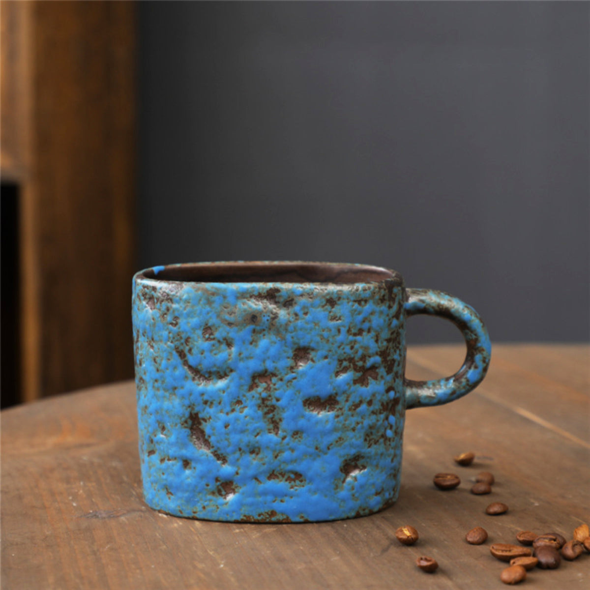 Rustic Ceramic Coffee Mug with Hand-Applied Glaze Design-6