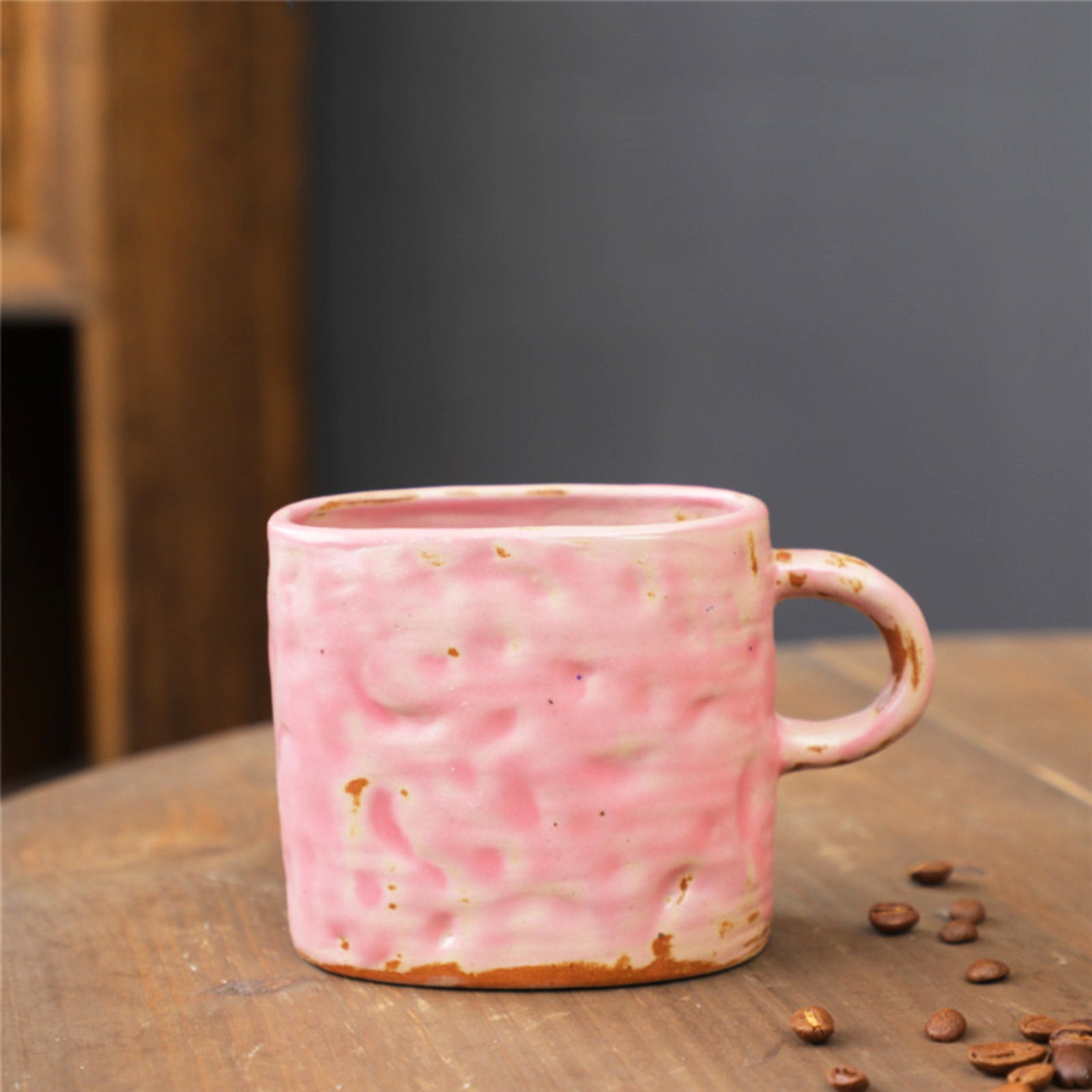 Rustic Ceramic Coffee Mug with Hand-Applied Glaze Design-2