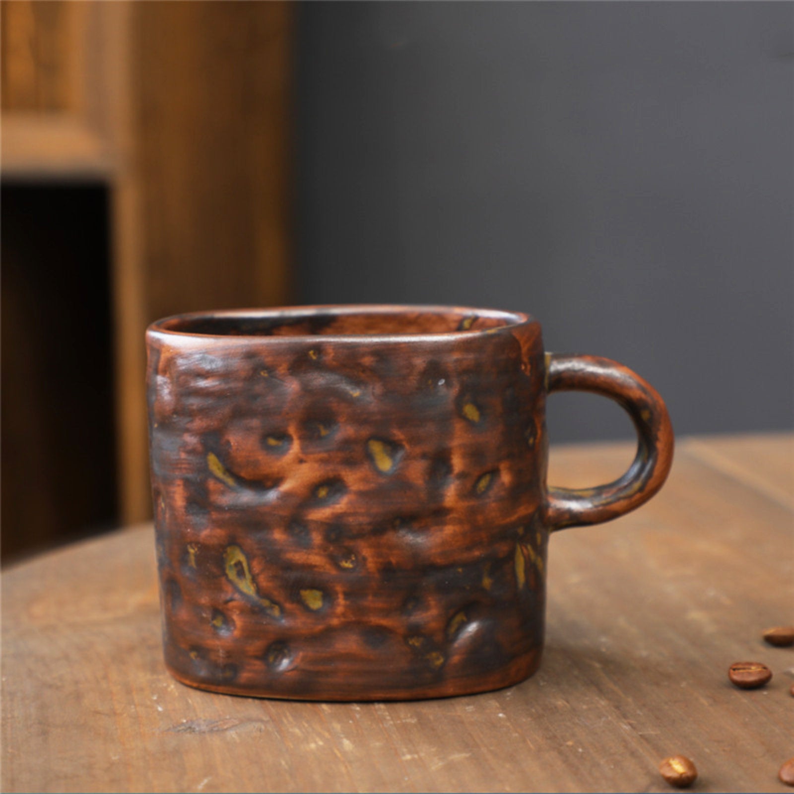 Rustic Ceramic Coffee Mug with Hand-Applied Glaze Design-8