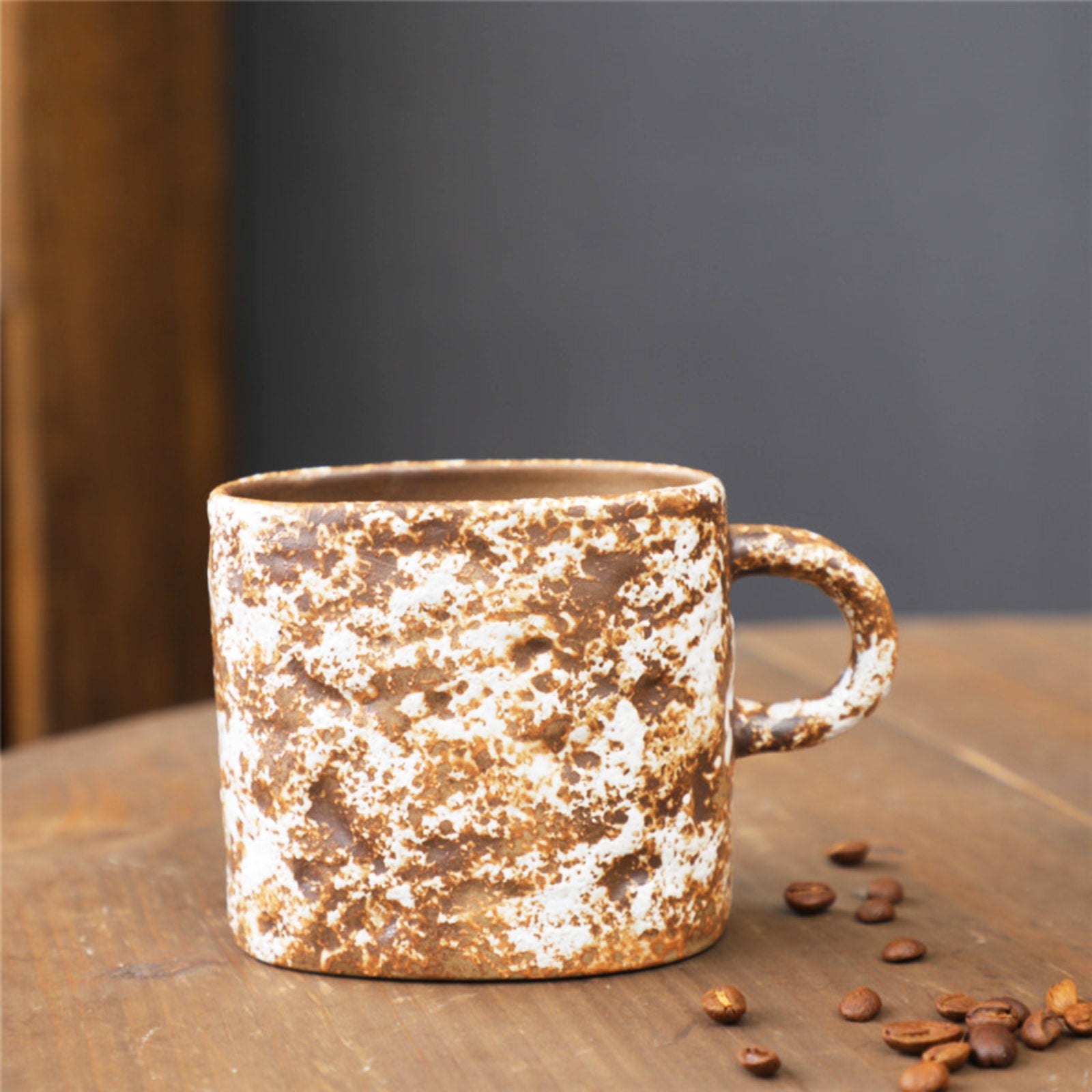 Rustic Ceramic Coffee Mug with Hand-Applied Glaze Design-12