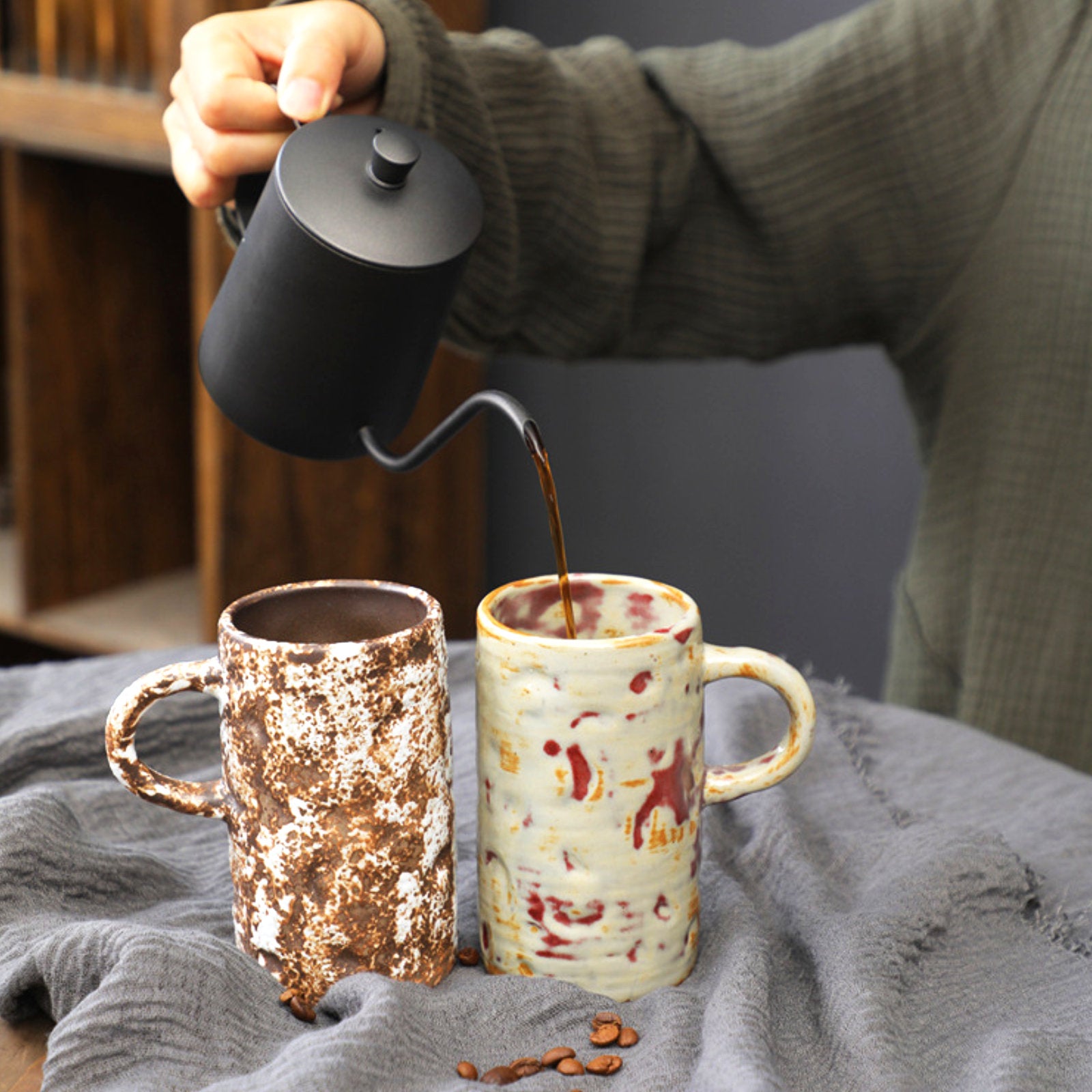 Organic Shape Ceramic Mugs with a Hand-Kneaded Aesthetic-14