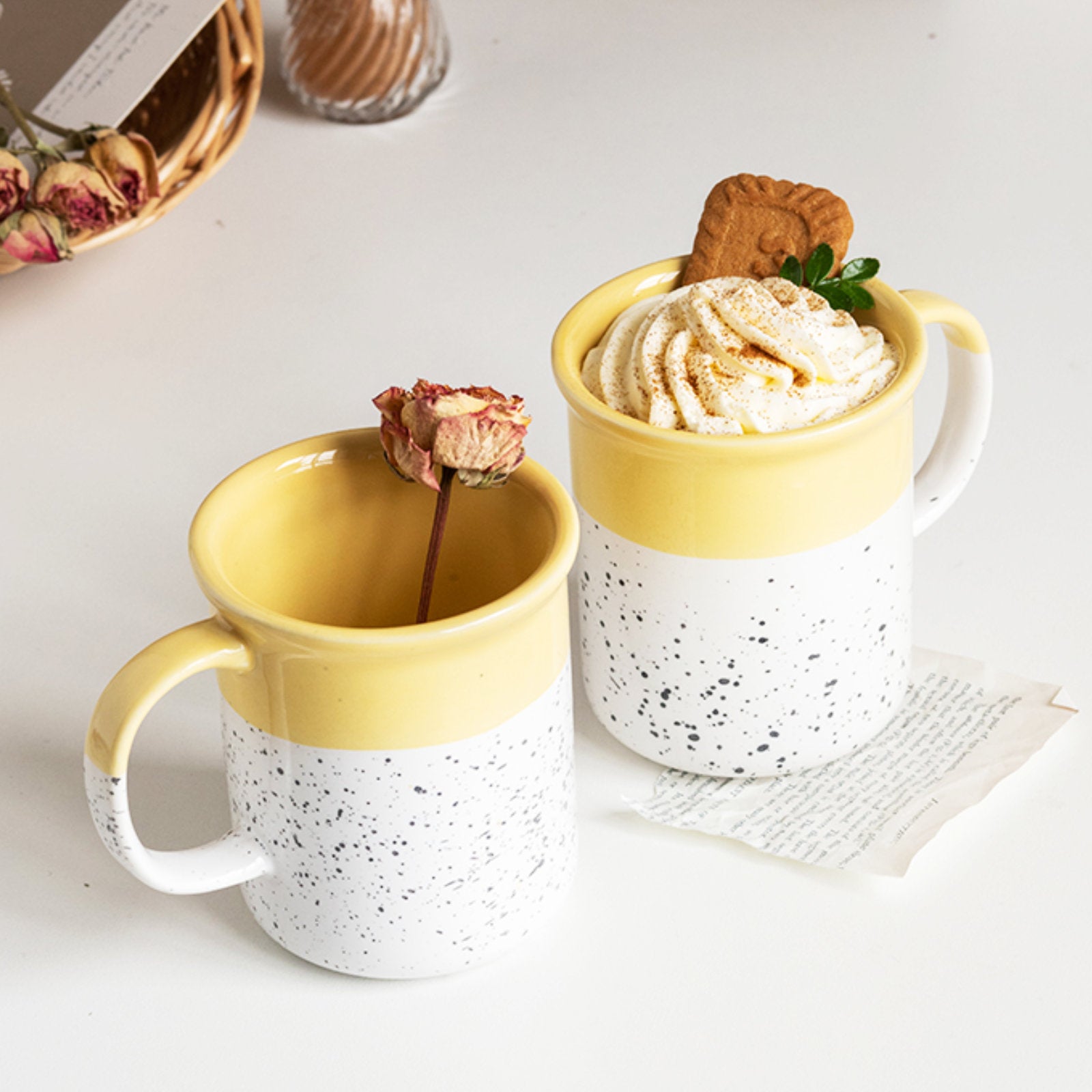 Bright Yellow Coffee Mug with Delicate Speckles-11