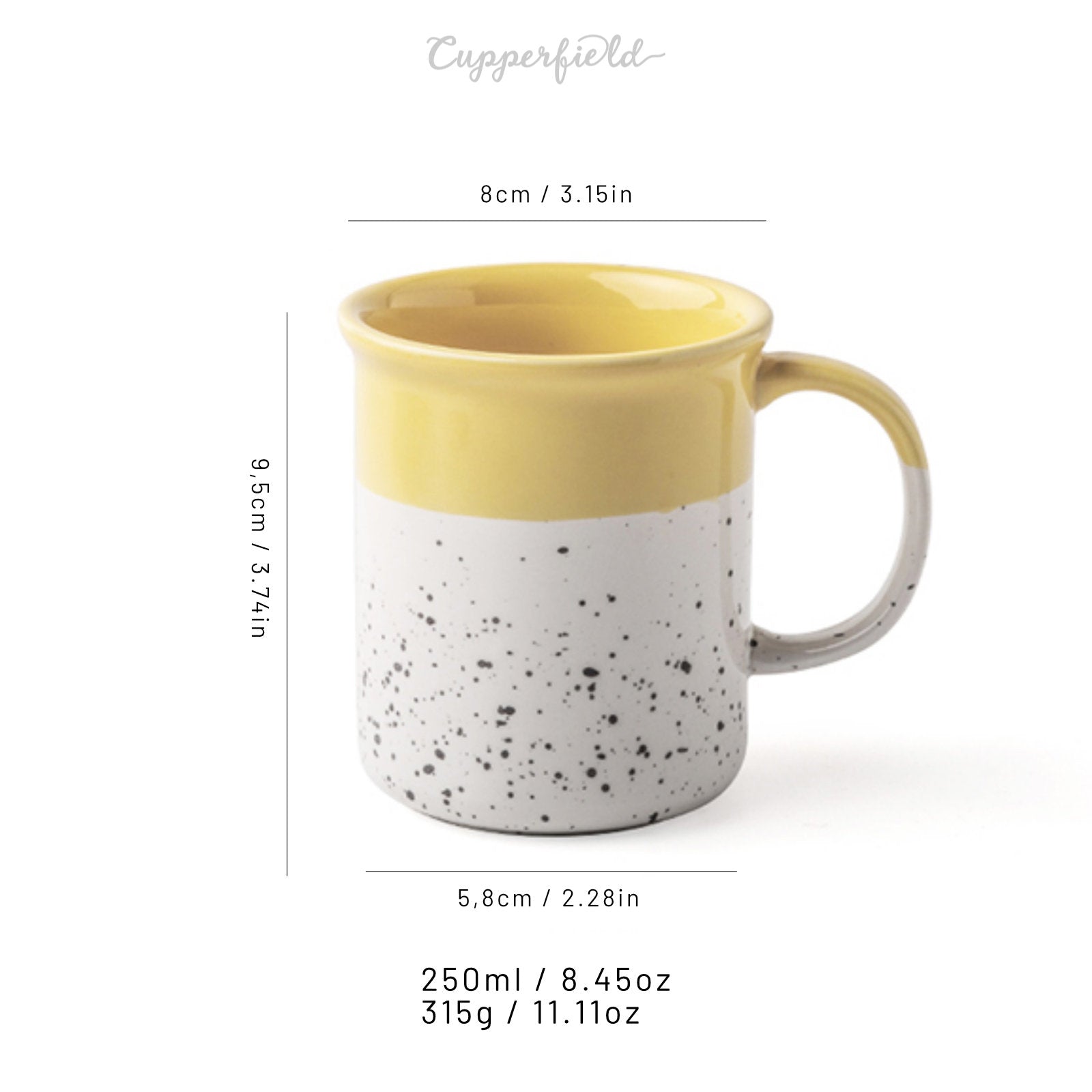 Bright Yellow Coffee Mug with Delicate Speckles-0