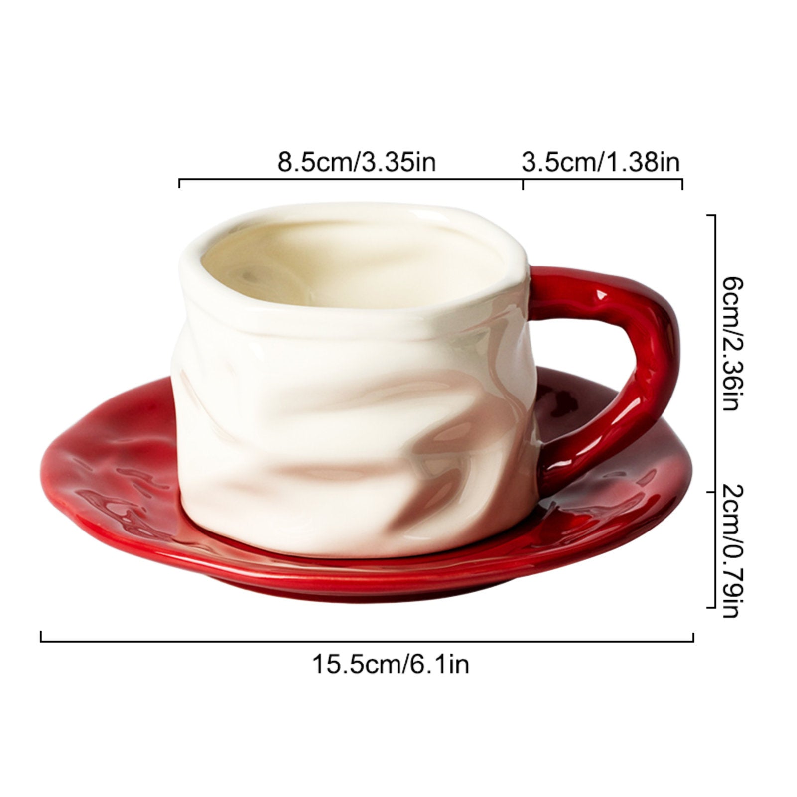 Stylish Espresso Cups with Crumpled Texture and Matching Saucer-0