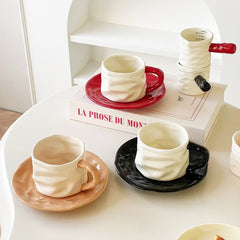 Stylish Espresso Cups with Crumpled Texture and Matching Saucer-6