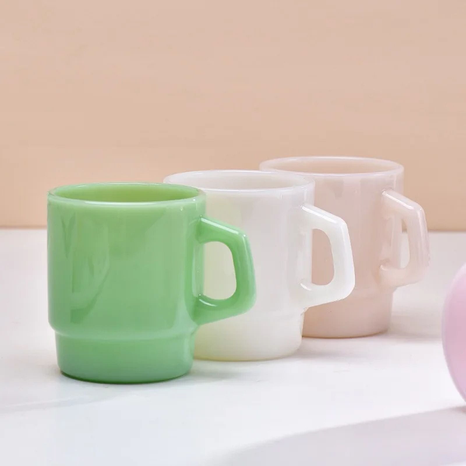 Colorful Glass Mug Set with Unique Handles-18