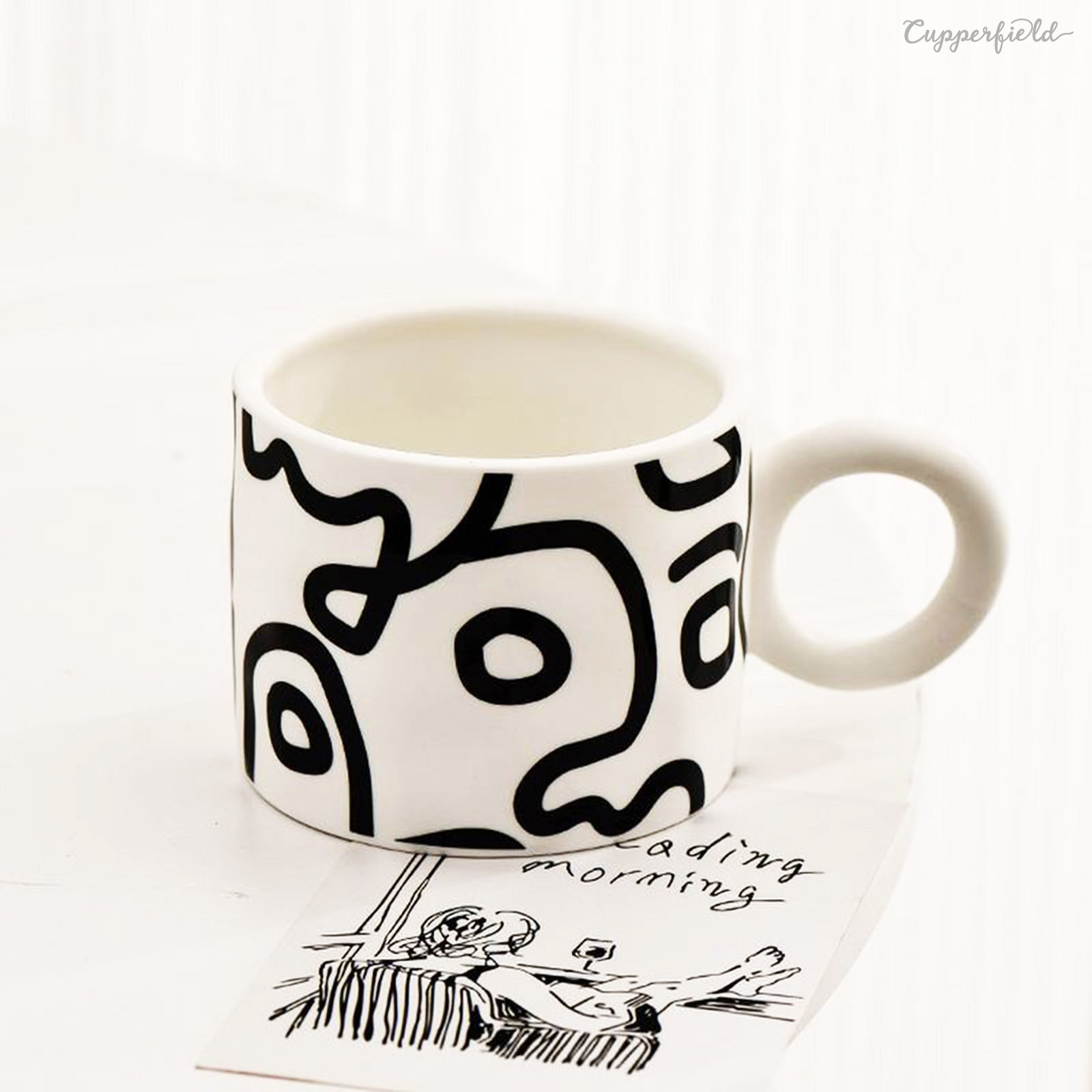 Contemporary Art Mug - Expressive Black and White Graffiti Pop Art (2 Variants)