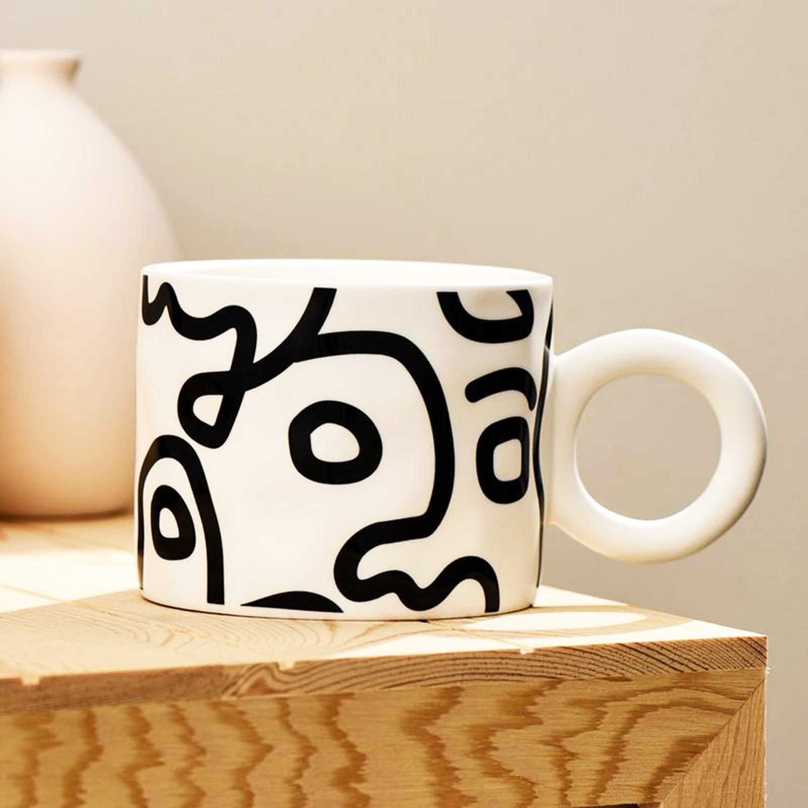 Contemporary Art Mug - Expressive Black and White Graffiti Pop Art (2 Variants)