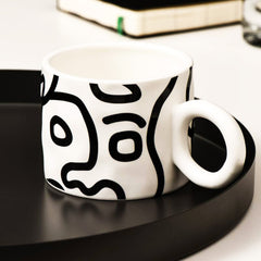 Contemporary Art Mug - Expressive Black and White Graffiti Pop Art (2 Variants)