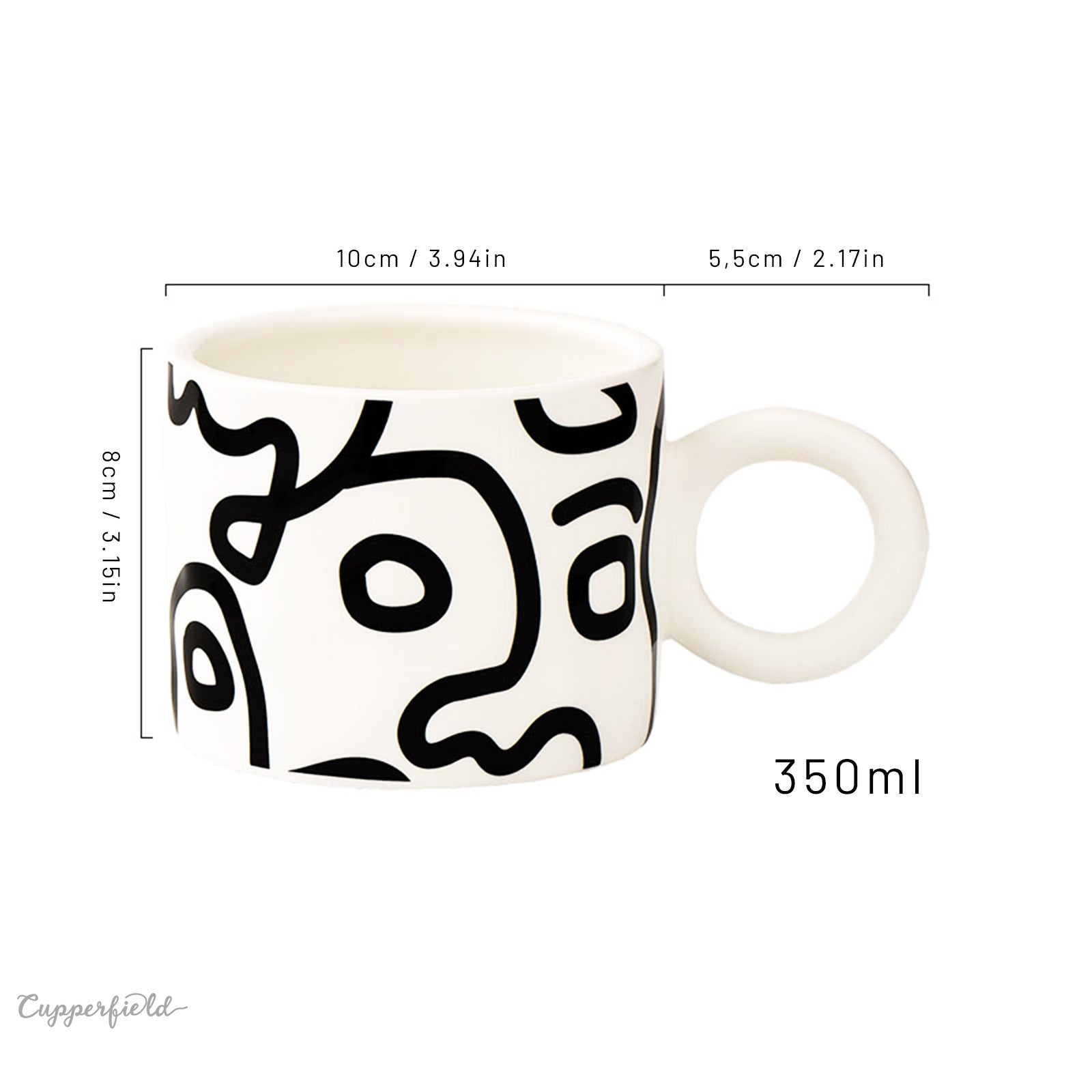 Contemporary Art Mug - Expressive Black and White Graffiti Pop Art (2 Variants)