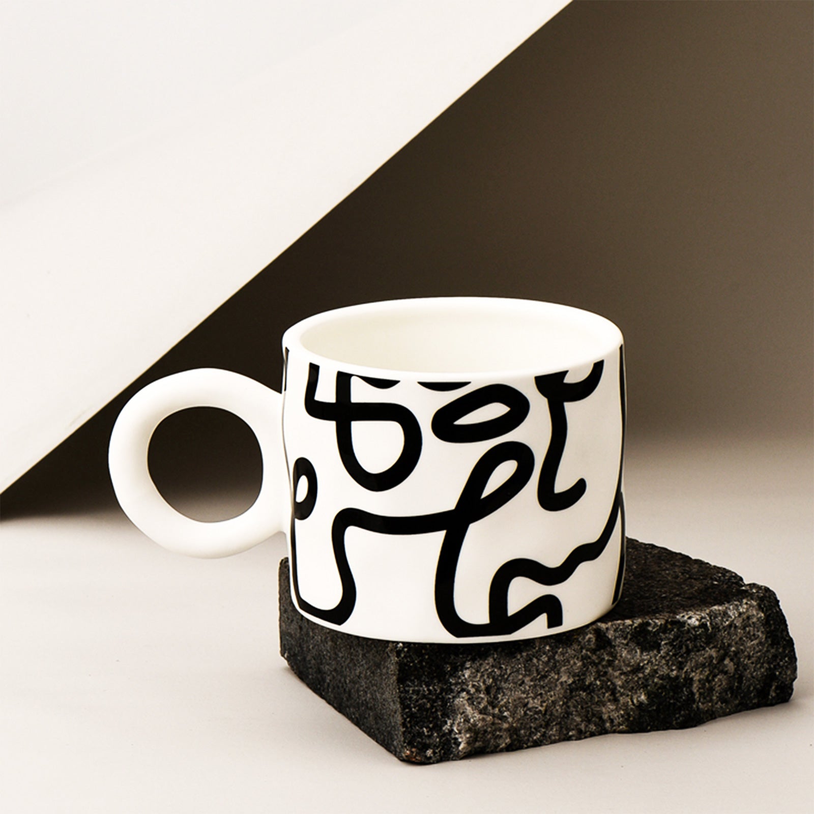 Contemporary Art Mug - Expressive Black and White Graffiti Pop Art (2 Variants)