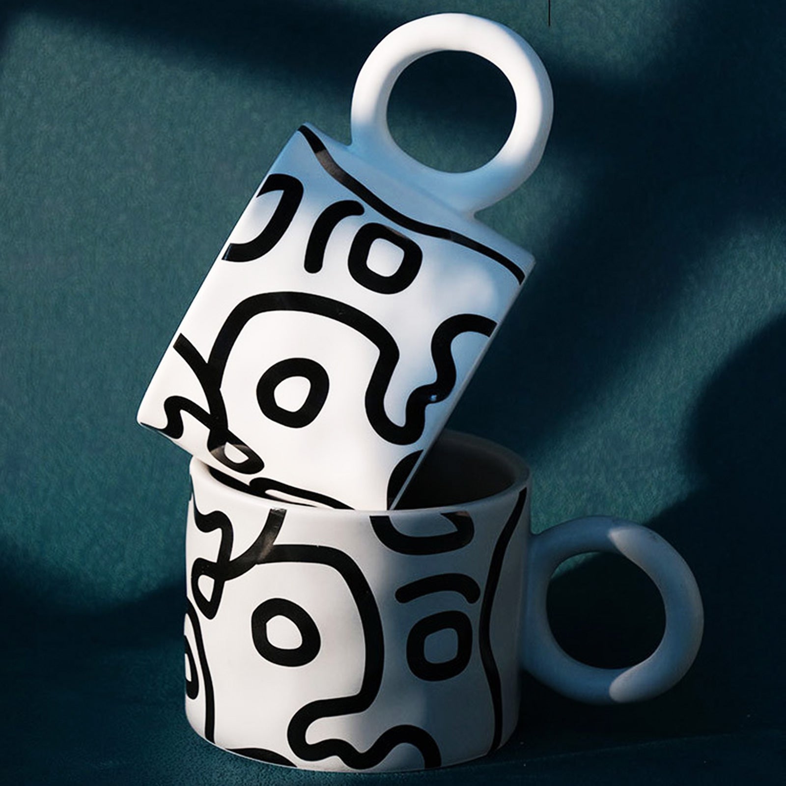 Contemporary Art Mug - Expressive Black and White Graffiti Pop Art (2 Variants)