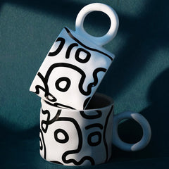 Contemporary Art Mug - Expressive Black and White Graffiti Pop Art (2 Variants)