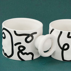 Contemporary Art Mug - Expressive Black and White Graffiti Pop Art (2 Variants)