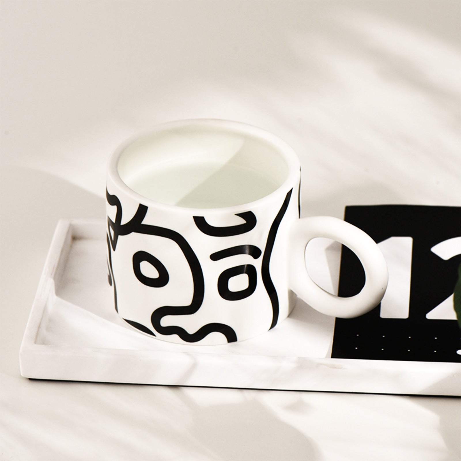 Contemporary Art Mug - Expressive Black and White Graffiti Pop Art (2 Variants)