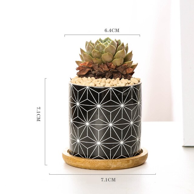 Ceramic Flower Pots: Elevate Your Space with Black and White Geometric Patterns (8 Styles)