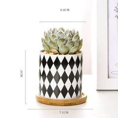 Ceramic Flower Pots: Elevate Your Space with Black and White Geometric Patterns (8 Styles)