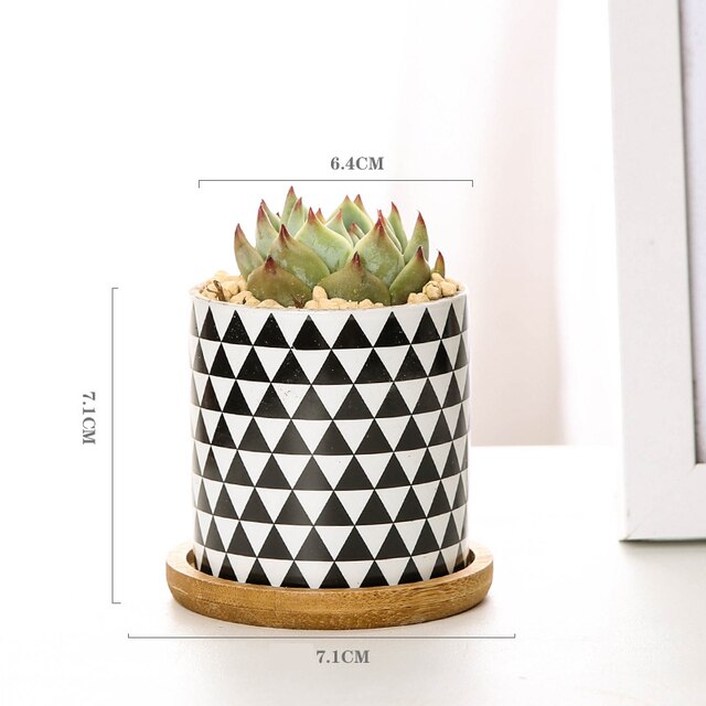 Ceramic Flower Pots: Elevate Your Space with Black and White Geometric Patterns (8 Styles)