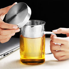 Tea Time, Anytime: Glass Infuser Mug for Your Perfect Cup