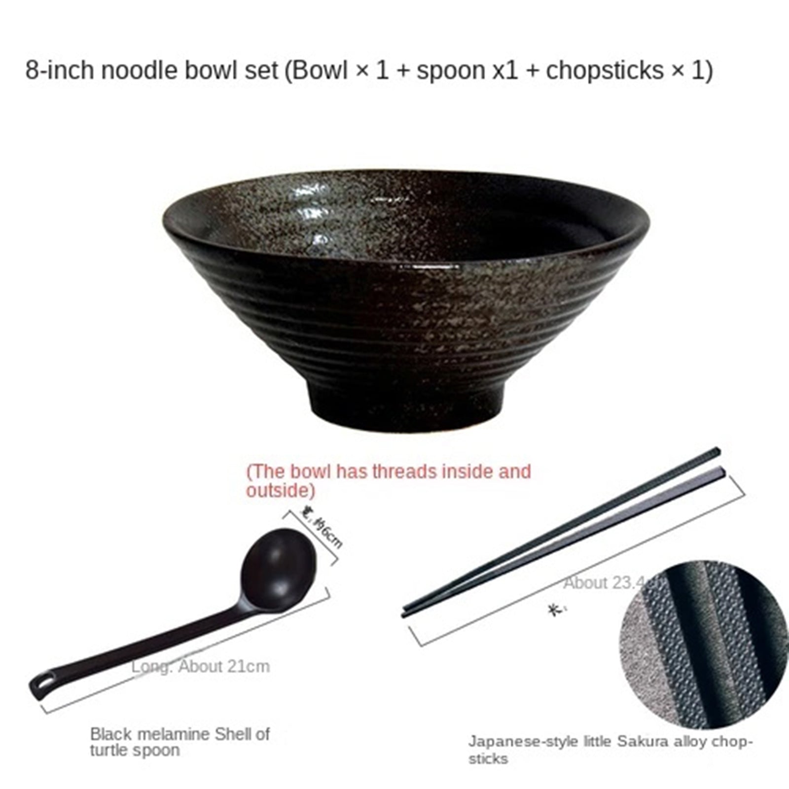 Japanese Noodle Bowls With Classic Color Patterns (4 styles)