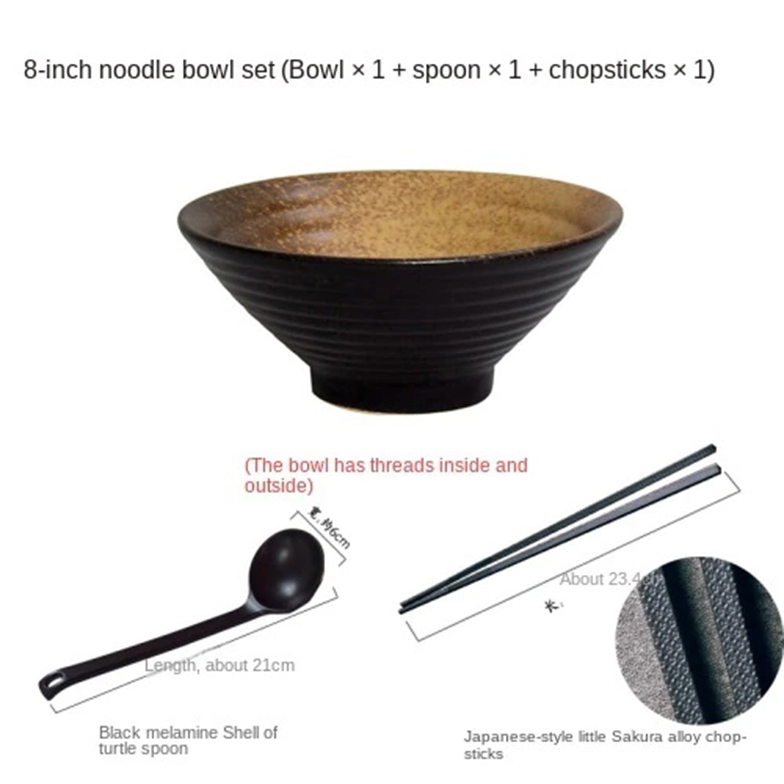 Japanese Noodle Bowls With Classic Color Patterns (4 styles)