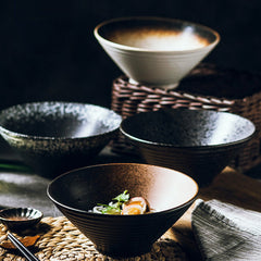Japanese Noodle Bowls With Classic Color Patterns (4 styles)
